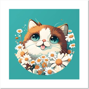 Floral Kitty - Cat Filled With Flowers Posters and Art